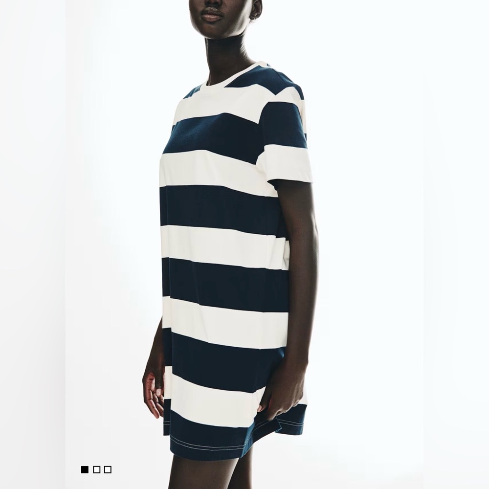 H&M Navy and White Striped T-Shirt Dress